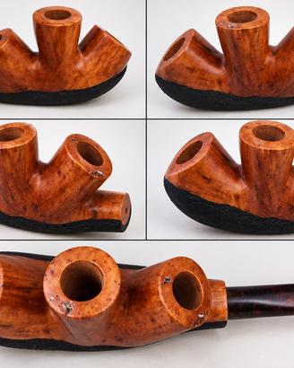 Pipa a 3 fornelli in legno di radica-nuova