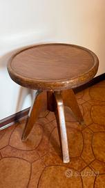Sgabello da pianoforte vintage regolabile in legno