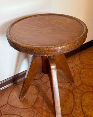 Sgabello da pianoforte vintage regolabile in legno