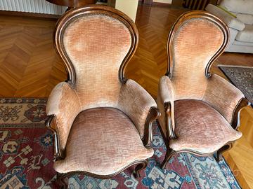 Poltroncine legno e velluto