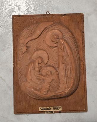 Bassorilievo Natività su legno - Natale 1987