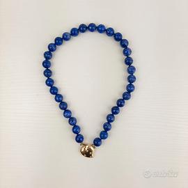 Collana di lapislazzuli con cuore in oro giallo 18