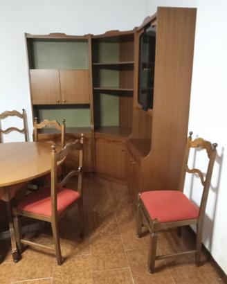 Salotto angolare in legno anni Settanta