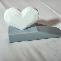 Cuneo fermaporta Shabby in legno bianco e grigio