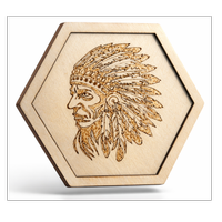 Pannello esagonale pirografato (18,5×16,5 cm) — fa