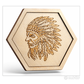 Pannello esagonale pirografato (18,5×16,5 cm) — fa