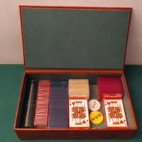 SCATOLA POKER RIVESTITA CUOIO FICHES CARTE DADI