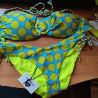 bikini Twin Set pois verde lime a fascia nuovo