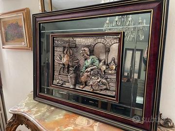 quadro in bassorilievo in argento con cornice