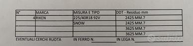 Set 4 Gomme Invernali Riken Snow 225/40 R18 92V
