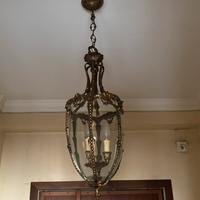 Lampadario a lanterna classica in ottone e vetro