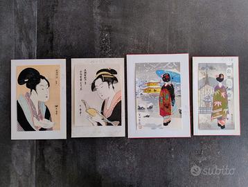 Quattro stampe d'arte giapponese xilografica.
