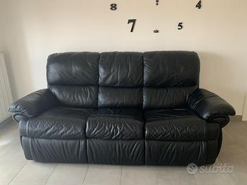 Divano 3 posti in pelle nera