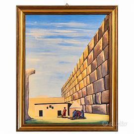 Quadro vintage paesaggio orientale cornice dorata