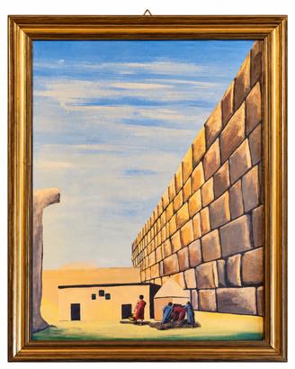 Quadro vintage paesaggio orientale cornice dorata