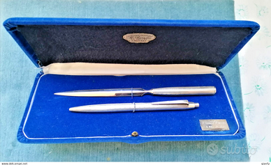 SET PENNA SFERA E TAGLIACARTE ARGENTO 925 1990