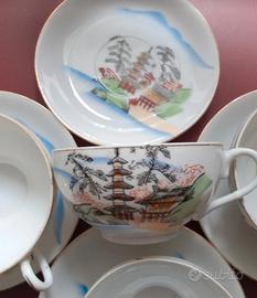 se 4 tazze tè servizio giapponese originale