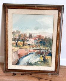 Quadro Enzo Cangi - Paesaggio sul fiume