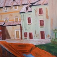 Altopiano  Lessini, contrada. Quadro olio su tela