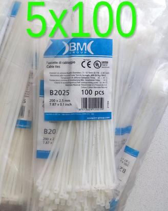 500 Fascette bianche BM B2025 mm 2,5x200 NUOVE