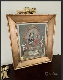 PREGIATAstampaRELIGIOSAacquarellataANTICAanno1795