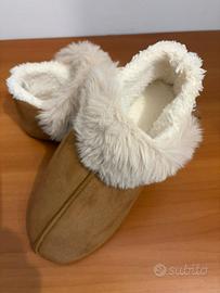 Pantofole con pelliccia marroni taglia 37/38