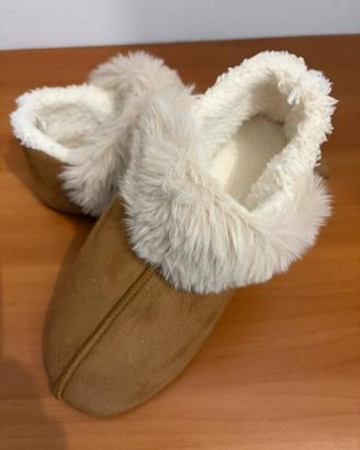 Pantofole con pelliccia marroni taglia 37/38