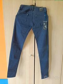 Pantaloni donna skinny blu M 42 velluto cotone