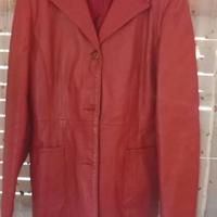 Giacca donna vera pelle rossa taglia 46