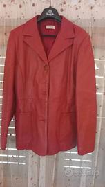 Giacca donna vera pelle rossa taglia 46
