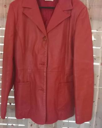 Giacca donna vera pelle rossa taglia 46