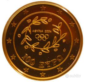Moneta in oro 999 olimpiadi Atene 2004
