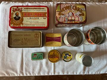 10 scatole pubblicitarie vintage in latta