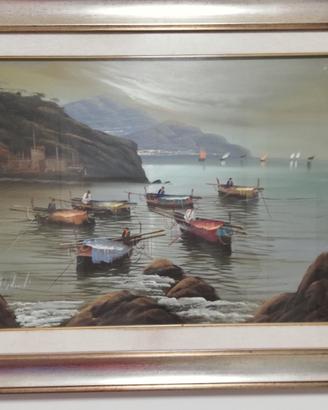 dipinto olio su tela Mario Galanti con cornice 