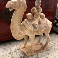 Scultura Cammello con mercante/ musicista