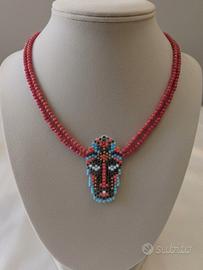 Collana Vintage Etnica Tribale Testa di Moro