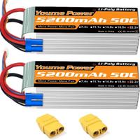   2 Batterie Lipo 5200mah 6S 22,2V 50C XT90 NUOVE 
