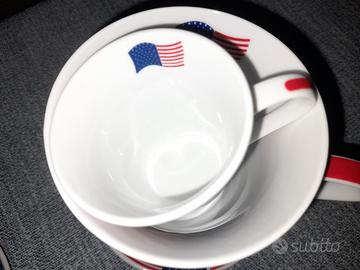Set tazze , tazzine , piattini stampa Americana 
