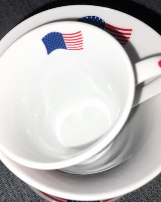 Set tazze , tazzine , piattini stampa Americana 