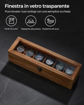 Custodia in legno/vetro per 6 orologi
