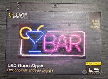 Insegna LED Neon "BAR" Lume by Music Hero – Nuova