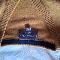 Maglione Cotton & Silk senape con toppe blu - 