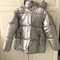 Bomber donna argento S/M con cappuccio