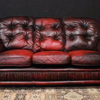 Divano Chesterfield bergere 3 posti in pelle