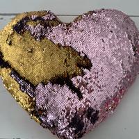 Cuscino cuore paillettes oro rosa