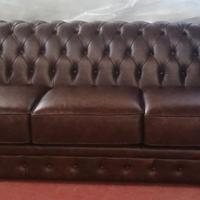 Chester 3 posti in vera pelle vintage tabacco