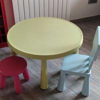 Tavolino  + sgabello+ sedia bambini