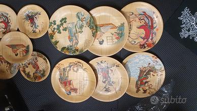 Set piatti piattini bambù cinesi