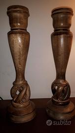 Coppia di candelabri legno nuovi