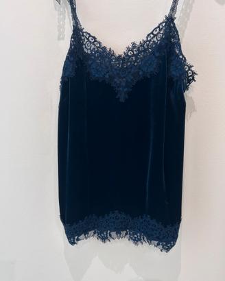 Top lingerie blu velluto